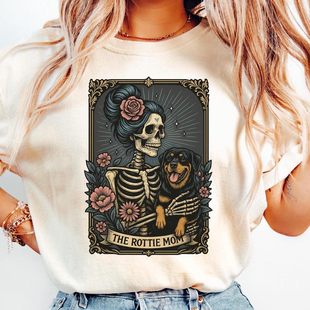Rottweiler Mom Comfort Colors T-Shirt: Rotty Tarot Card Dog Lover Tee