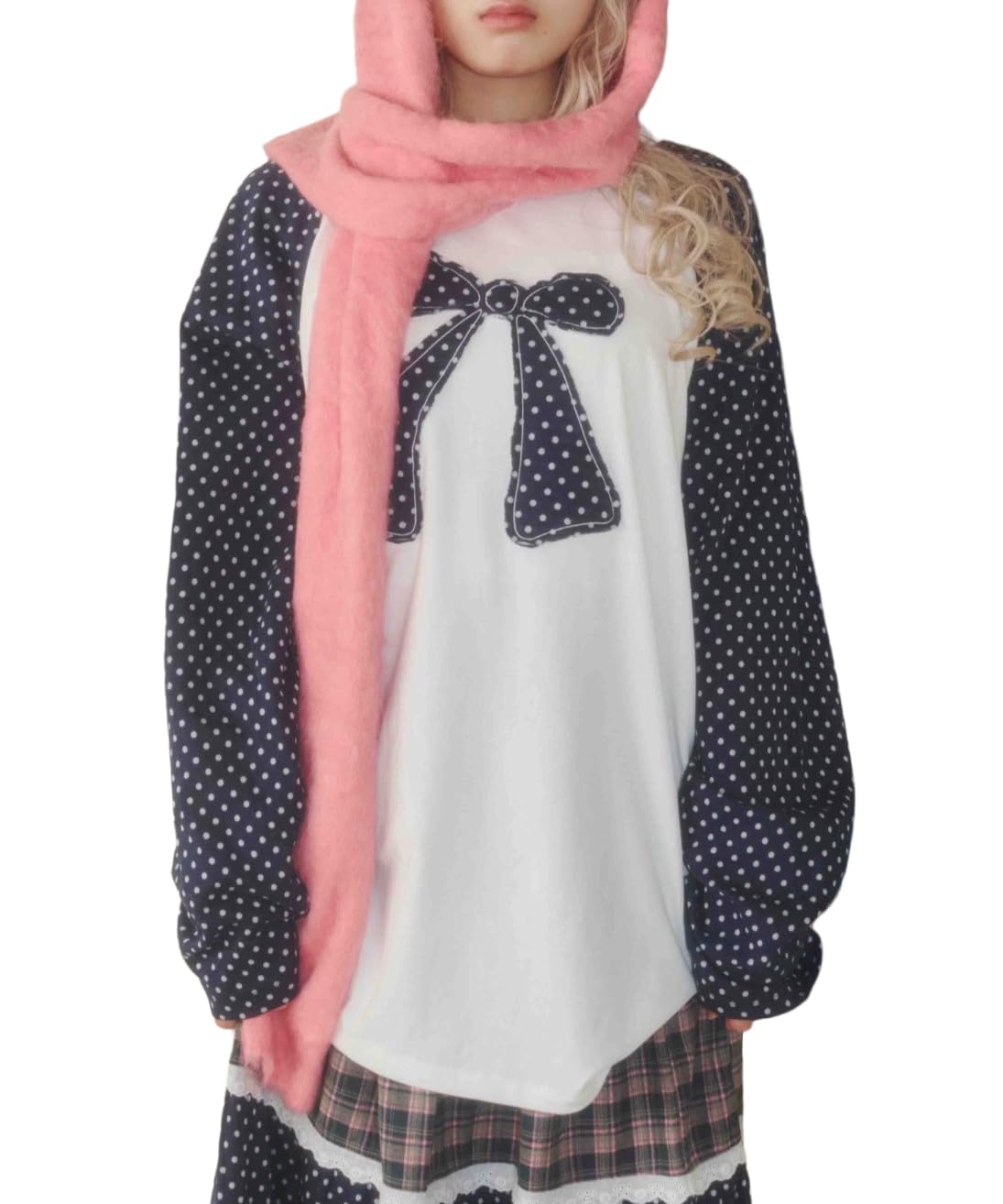 

Женская футболка WEGO WC Dot Raglan Patchwork с длинным рукавом, темно-синяя