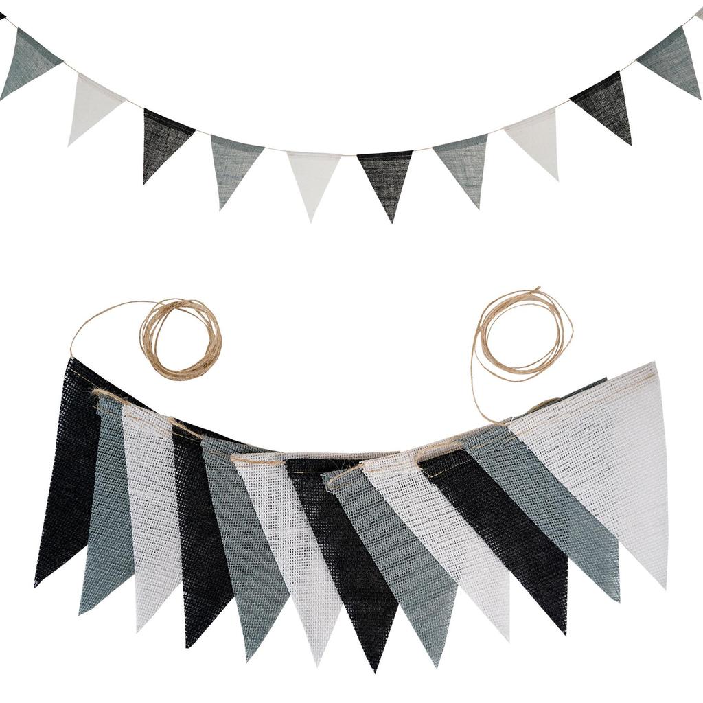 12 Gradient Yellow Linen Pennant Flags - Western Style Wedding & Birthday Decorations