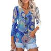 Women's Fashion Casual Print Button-down Shirt 3/4 Long Sleeve Tops