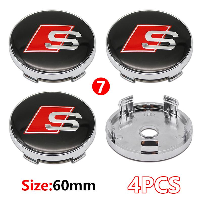 4Pcs 56mm Wheel Rim Hubcap Identity Overlay For 5w RS B8 B9 S A3 8V A4A6 C7 C6 A5 Q3 Q5 Q7 A1 Motorsport Tuning Accessoryw5