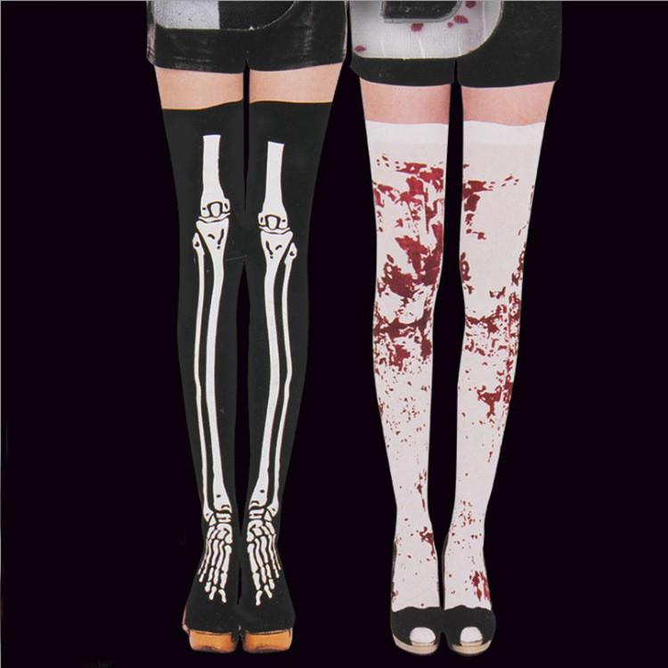 Halloween Blood Dripping Skeleton Socks With Cotton Fabric For Cosplay Costume Accessories