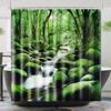 Forest Stream Shower Curtain Green Moss Rocks Waterfall Nature Scene Bath Decor Waterproof Fabric Outdoor Landscape Home