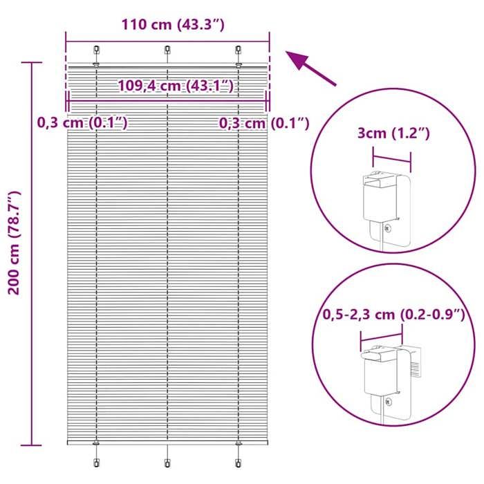 VidaXL Store Plissé Noir 110x200 Cm Largeur Du Tissu 109,4cm Polyester, Store Plissé De Fenêtre, Store Accordéon, Store 4015162