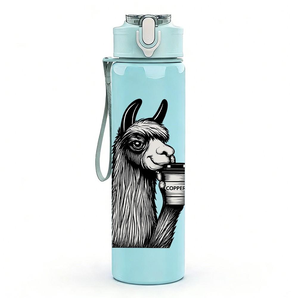 1PC Llama Middle Finger Art 750ml Color Plastic Sports Water Bottle Leakproof Flip Straw Lid Suitable for Sports Office Home Use