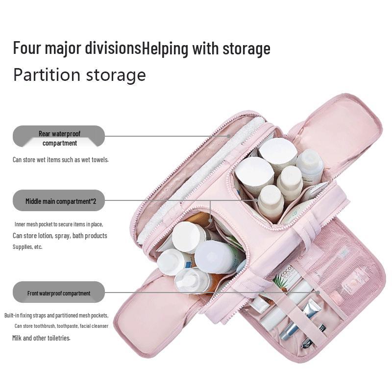 Multi-functional Lightweight Travel Makeup Bag with Large Capacity and Multi-layer Compartments