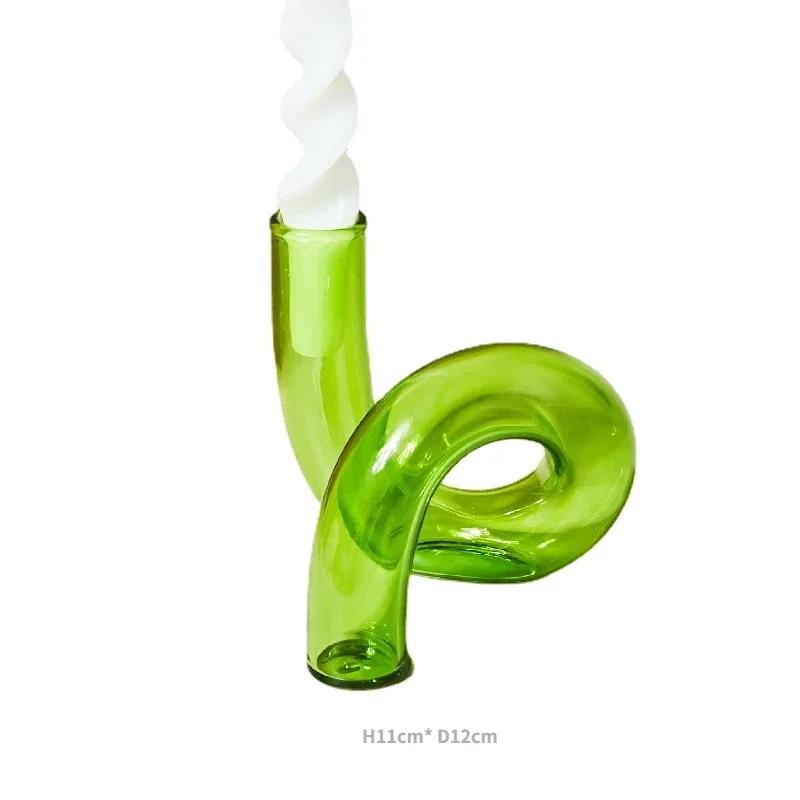 Decorative Candle Holders Colorful Glass Flower Vase for Home Decoration Wedding Decoration Centerpieces Candlestick Gift