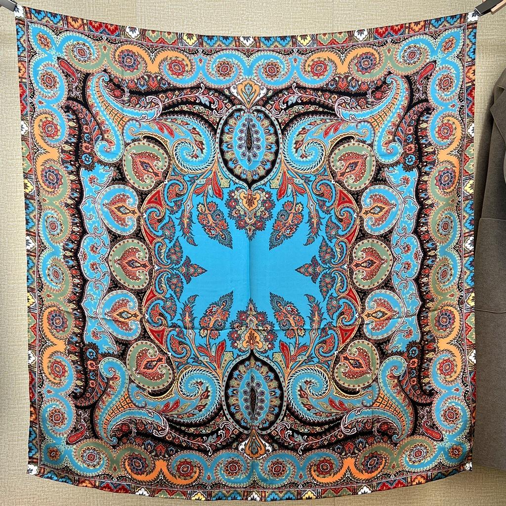 

Черный Золотой Феникс, Сатин из шелкового крепа 110 Большой квадратный платок Шелковый платок из тутового шелка Весенне-осенний шаль-платок Женский 108X108CM