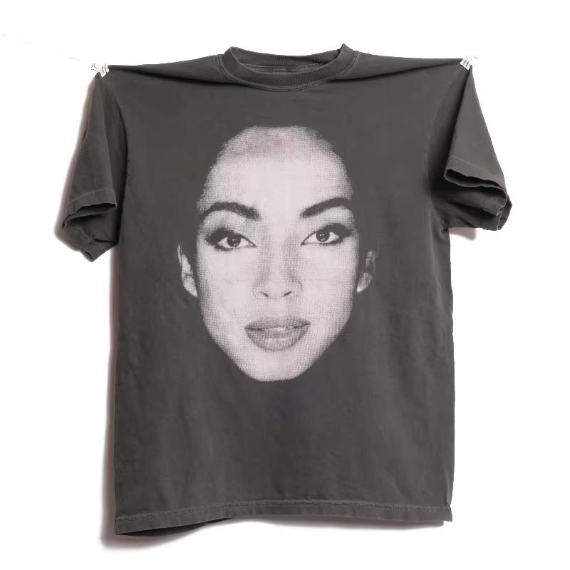 Retro Street Sade Tshirt Unisexs Tshirt Summer Unisex Cotton Casual Fashion Tshirt S
