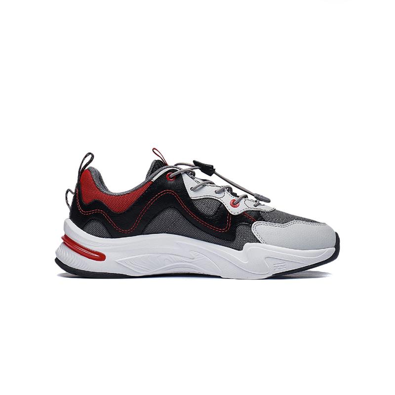 Li Ning Kids Shock Absorption Rebound Soft Lightweight Casual Shoes Kids Sneakers Black Gray YKCT096-1