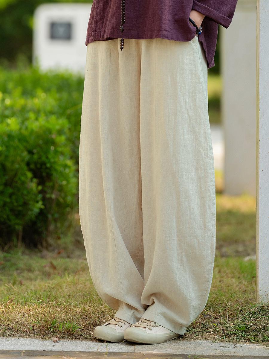 

Spring Retro Artistic Women s Wide-Leg Patchwork Pants One Size