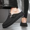 Thick-soled Half Shoes For Men Mules Denim Platform Closed Toe Sandals Slip On Backless Loafers Slipper Semi-Drag Casual Shoes