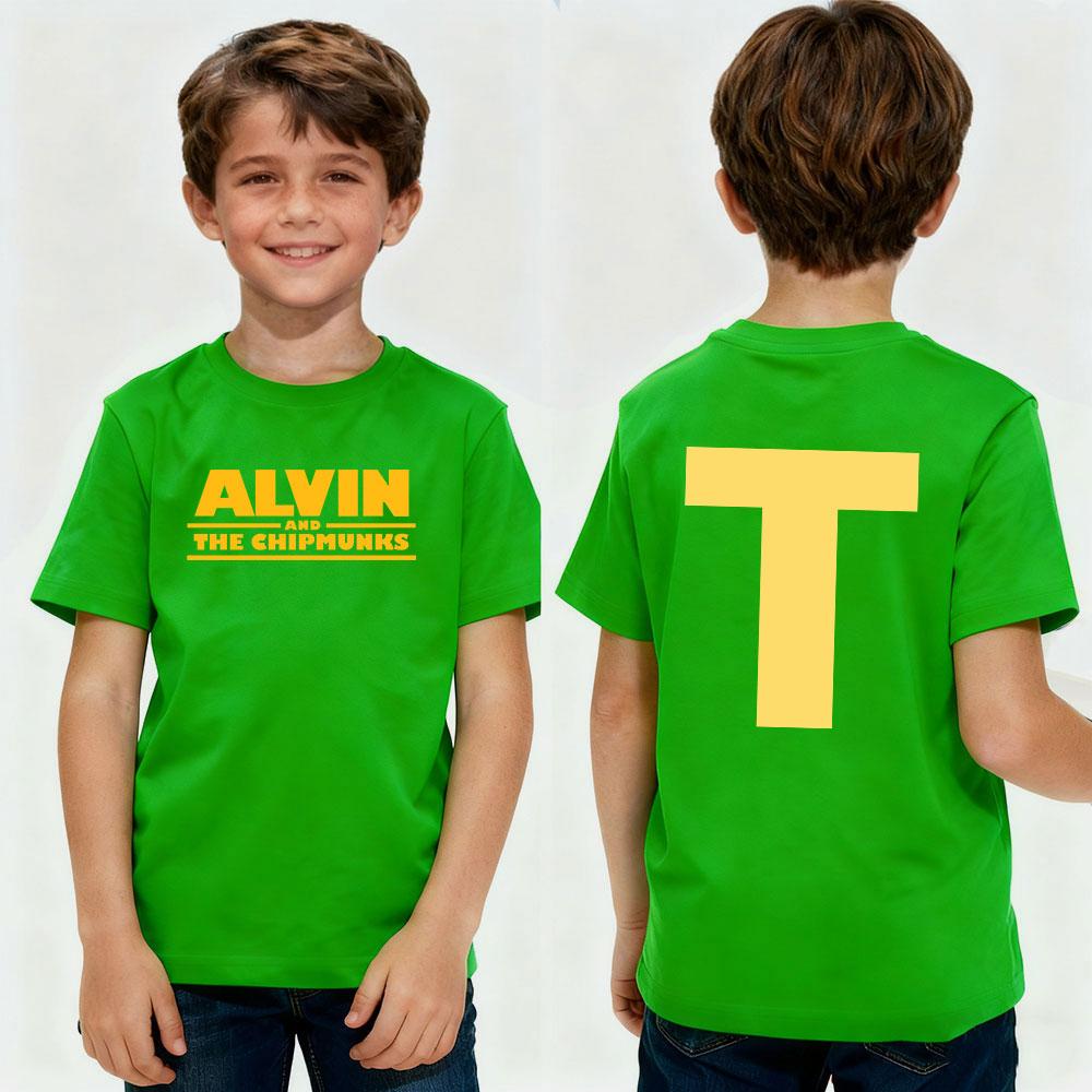 Alvin and The Chipmunks Funny Duplex Printing Tshirt Boys and Girls Fashion Casual Streetwear Child Daily Life Cotton Tee Tops