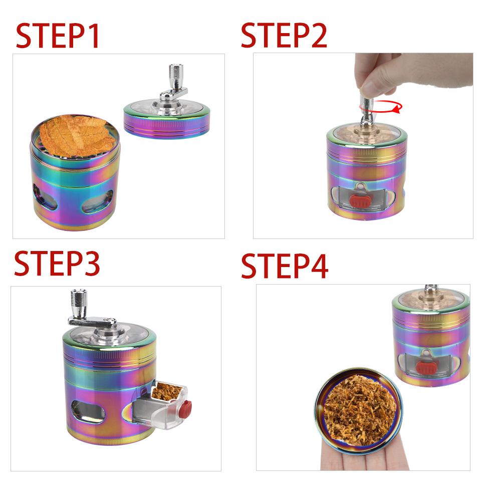 With Drawer Hand Cranked Clear Top Grinder 4 Layers Herb Grinder Crusher Crank Pollinator Spice Grinder Smoke Crusher