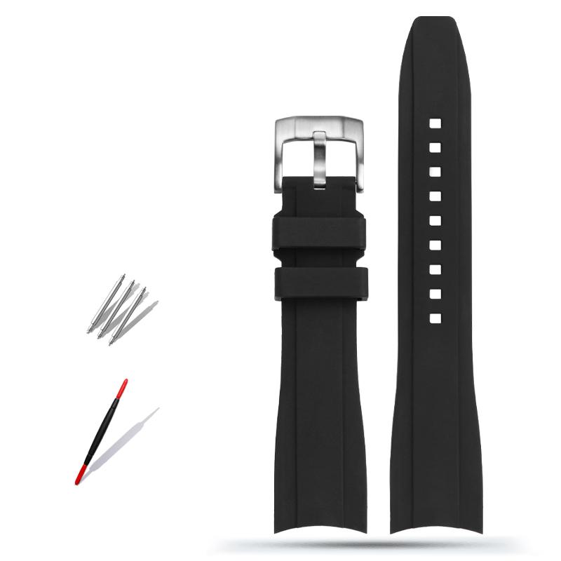 20mm 22mm Curved End Rubber Watchband For Casio Swordfish Seiko Tissot Omega Waterproof Silicone Sport Watch Band Bracelet Strap