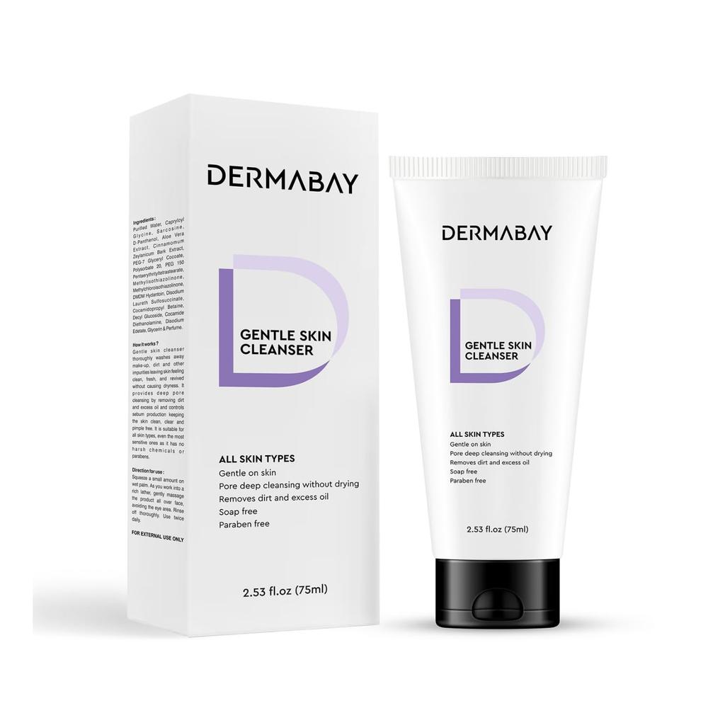 Dermabay Delikatny Żel do Mycia Twarzy Nie Wysuszający, Głęboko Oczyszczający Płyn do Mycia Twarzy 100% Bez Mydła Idealny do Skóry Skłonnej do Trądziku, Wrażliwej, Suchej, Tłustej & Odświeżający Garnitur