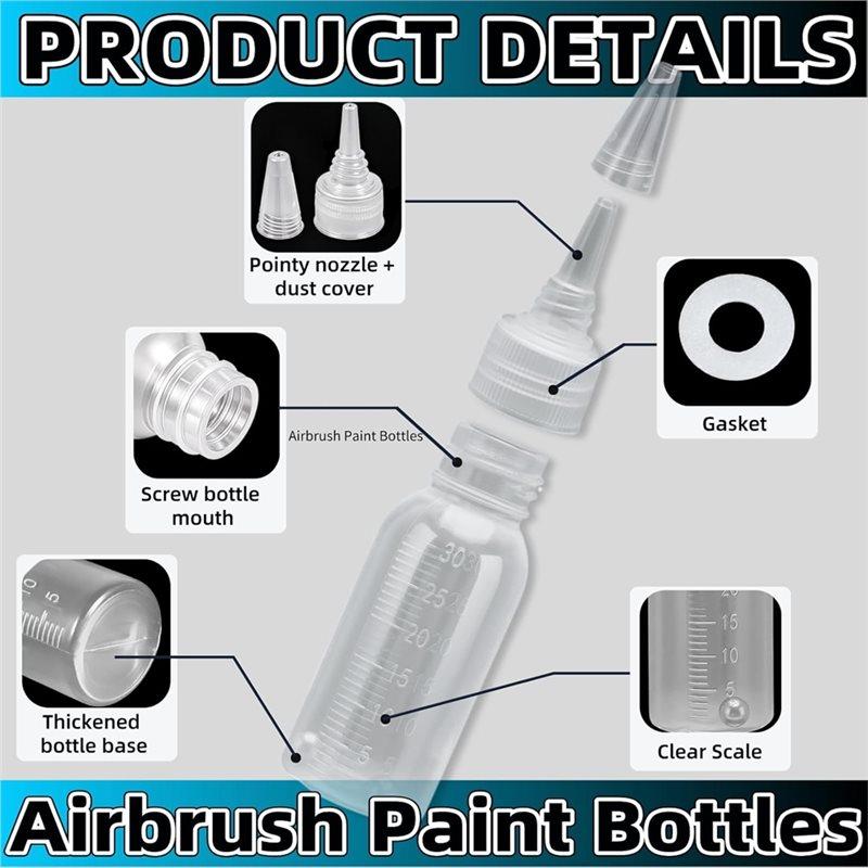Premium-Refillable 30Ml Paint Bottle 10-Pack, Squeeze Bottles Featuring Mixing Ball& Funnel- Storage Containers For Acrylic Pain