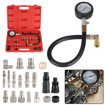 Messgeräte-Diagnosewerkzeug-Kit, Adapter-Set TU-15A 0-1000 Psi, Kompressionsprüfsatz für Dieselmotorzylinder, 18-teilig für effizienten Anschluss, Messgeräte-Kit