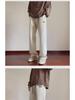 Khaki Velvet-Lined Corduroy Sweatpants for Boys - Oversized Wide-Leg Winter Trousers, American Style