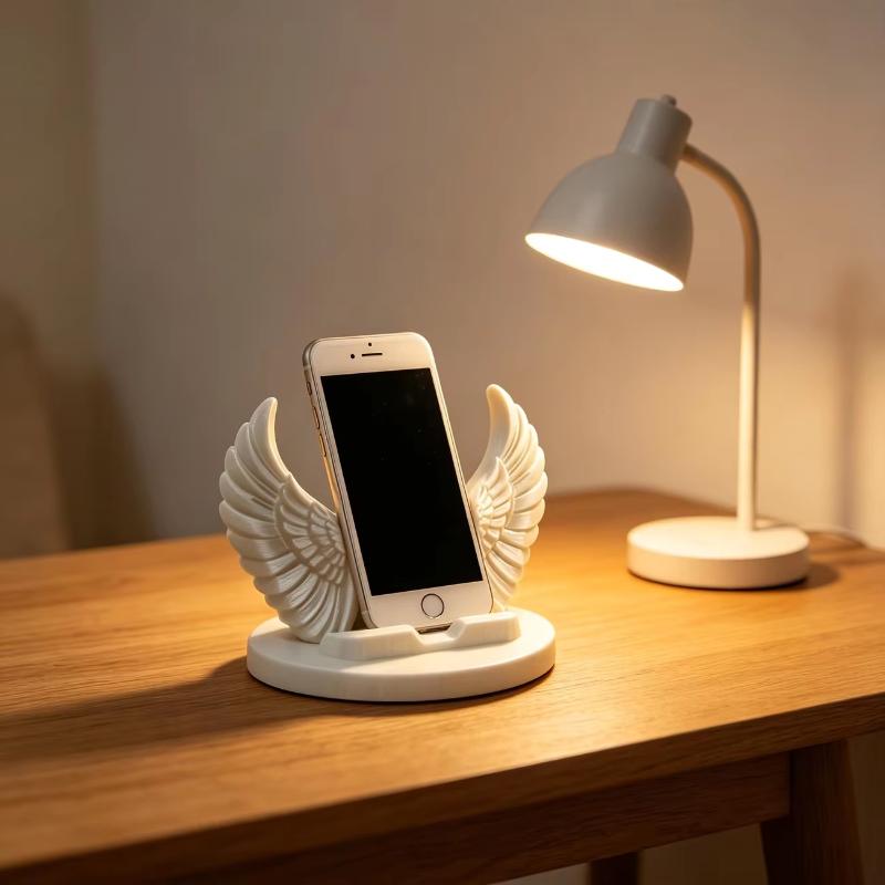 1 Pcs 3D Printed Phone Holder, Angel Wing, Creative Design And Decorative Piece Desktop Gift Craft