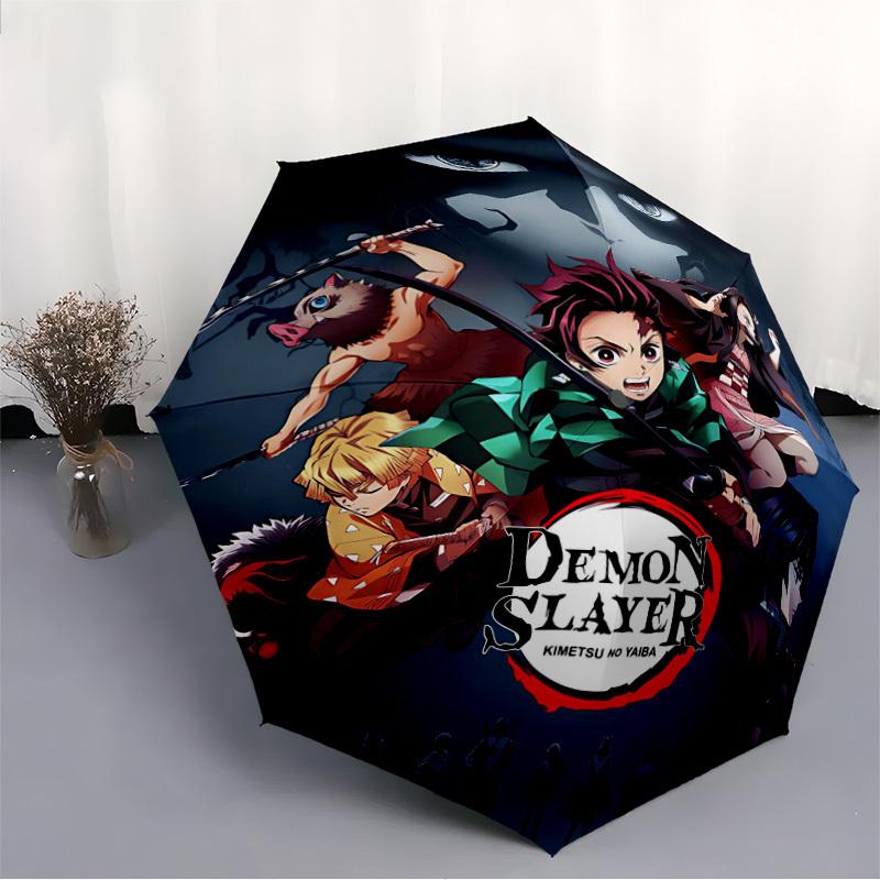 1pc Demon Slayer Automatic Folding Umbrella, Automatic Folding Umbrella with 8 Ribs, Convenient for Outdoor Use 042