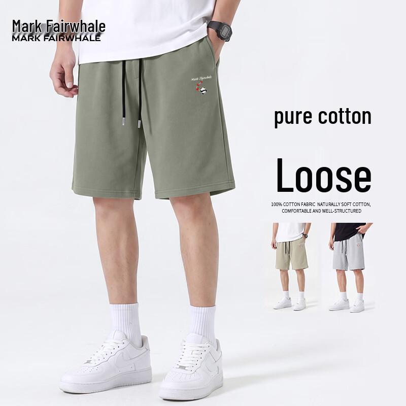 MARK FAIRWHALE Men s 230G Heavy Cotton Bear Print Sports Shorts 2XL