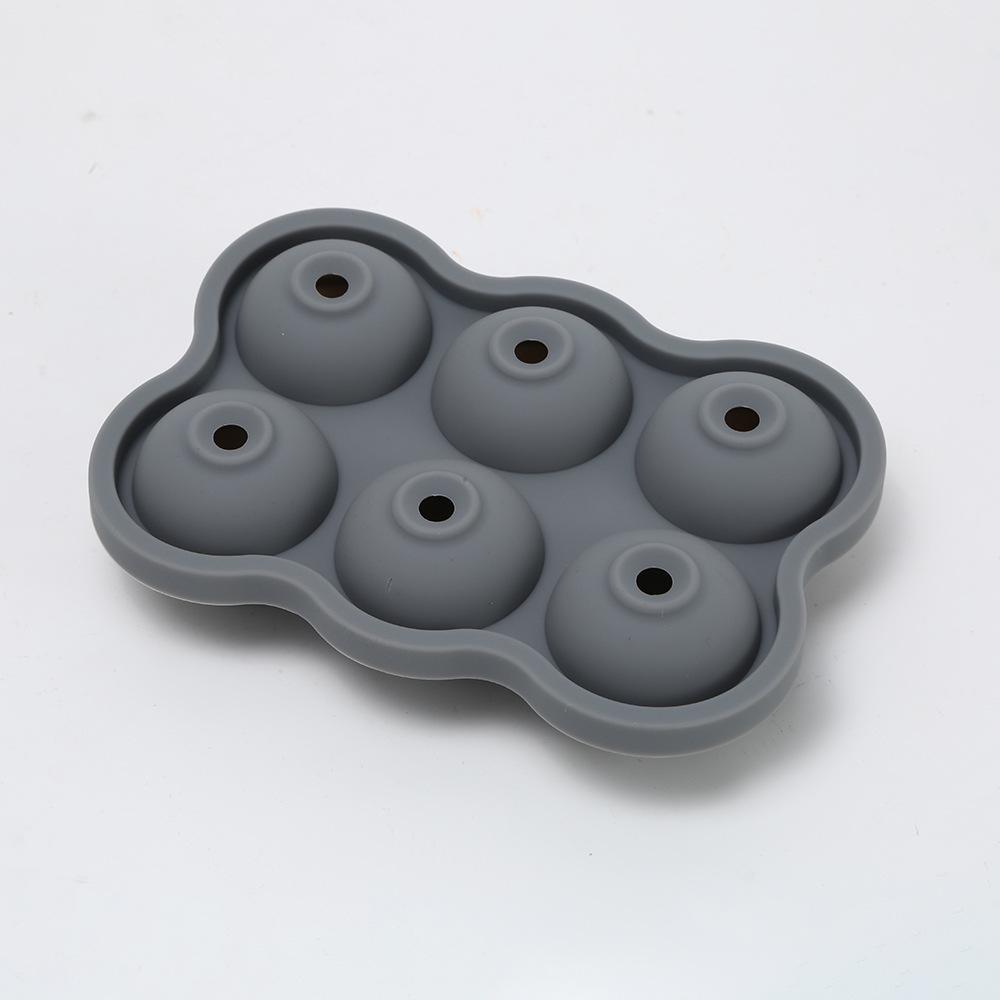 Silicone Rose 6-Cavity Ice Cube Tray, Home Ice Mold for Round Ice Balls серый