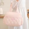 Large Capacity Thermal Lunch Bag With Zippers Front Pocket And Bottle Holders Quilted Handheld Meal Carriers