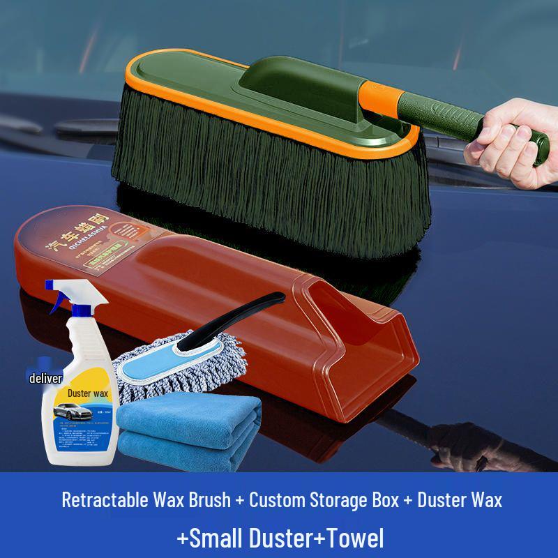 Car Dust and Snow Cleaning Brush with Retractable Rod