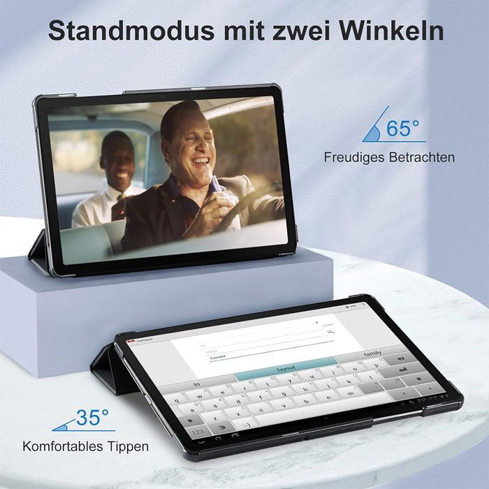Coque + Verre Trempé - Samsung - Galaxy Tab A9 Plus - Protection Slim - Support Intégré - Noir