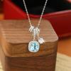 Ice Through Sky Blue Sterling Silver S925 Necklace Women's Premium Light Luxury Fashion Collarbone Chain