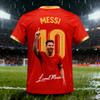 Messi No. 10 Camiseta de fútbol para hombre diseñada por IA, camiseta de verano para adulto, ropa deportiva para exteriores para el día a día, top de secado rápido y transpirable.