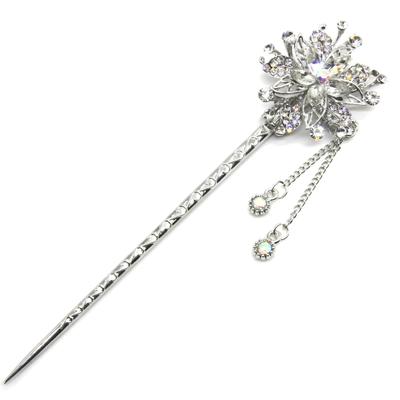 Miaomyao Single Hair Japanese Cubic Snow Hair Clear [Miaomyao] Hairpin, Ornament, Dress, Tomesode, Metal, Antique, Zirconia, Flower, Flower,