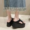 Fashion 8CM Casual Wedge Slippers Women New Summer Non Slip Platform Sandals Woman Open Toe Comfortable Female Chunky Beach Slippers
