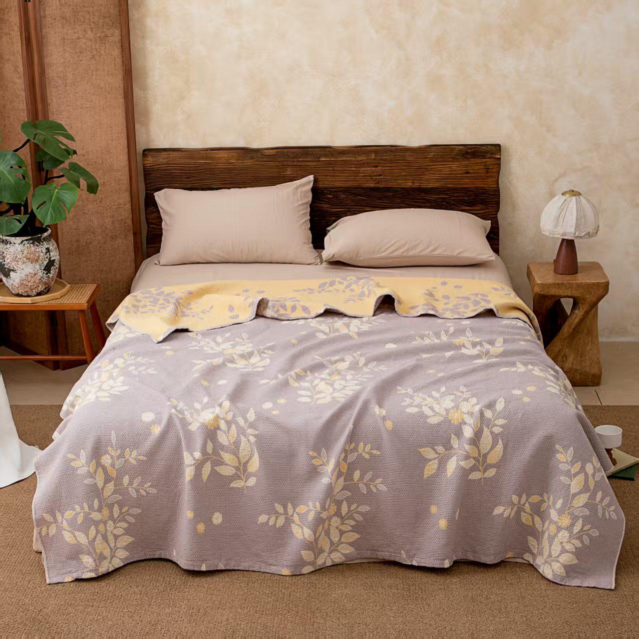 

Cross-Border Cotton Gauze Jacquard Towel Blanket - 4-Layer, Cool & Tight Density. 2x2.3