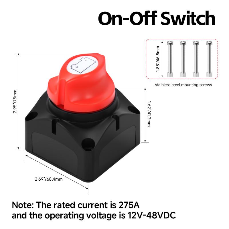 

275A On Off Battery Disconnect Switch Master DC 12-48V Waterproof Battery Cut Off Switch for Car Vehicle RV Yacht and Boat M10 ON-OFF Switch