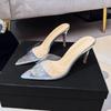 2026 Spring/Summer Women's Transparent High Heels: Versatile Thin Heel, Pointed Open Toe Sandals.