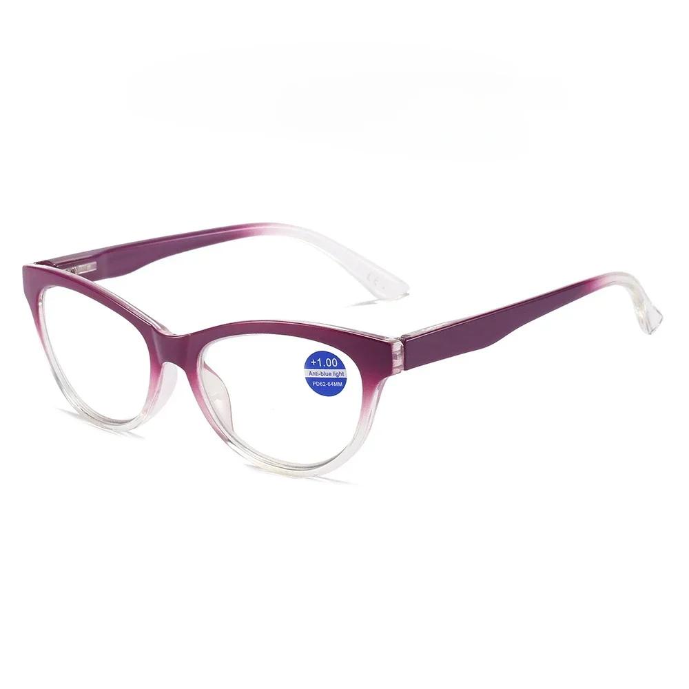 

Женские очки для чтения с градиентной оправой, модный дизайн «кошачий глаз», пресбиопия, унисекс, высокая четкость, очки для дальнего зрения, диоптрийные 2.0 фиолетовый