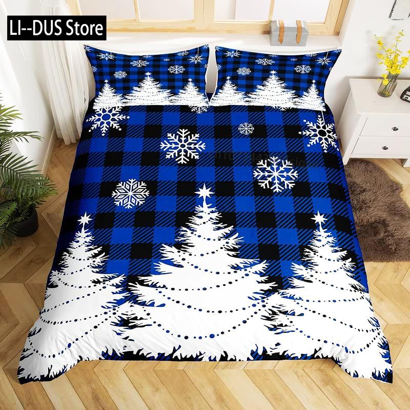 Winter Duvet Cover Set Various Different Snowflakes Decor 3 Piece Bedding Set with 2 Pillow Shams Full King Queen Twin Size