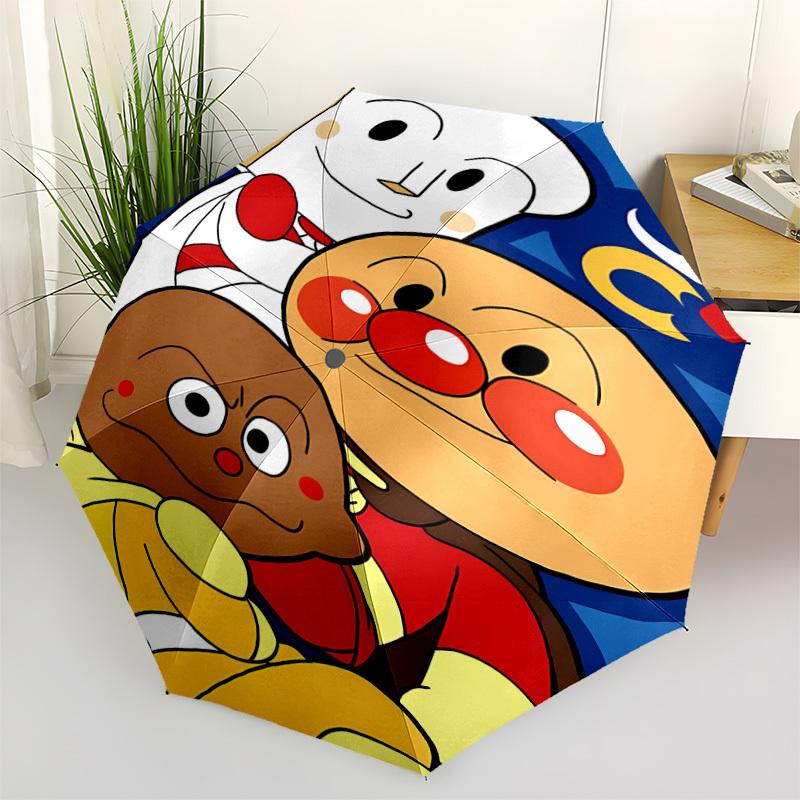 1PC Anpanman Automatic Folding Umbrella, Automatic Folding Umbrella with 8 Ribs, Convenient for Outdoor Use 032