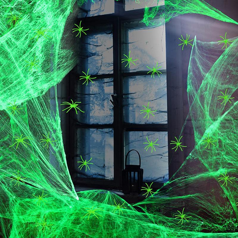 Spider Webs Halloween Decorations with Fake Spiders, Super Stretch Cobwebs for Halloween Indoor and Outdoor Party Sipplies