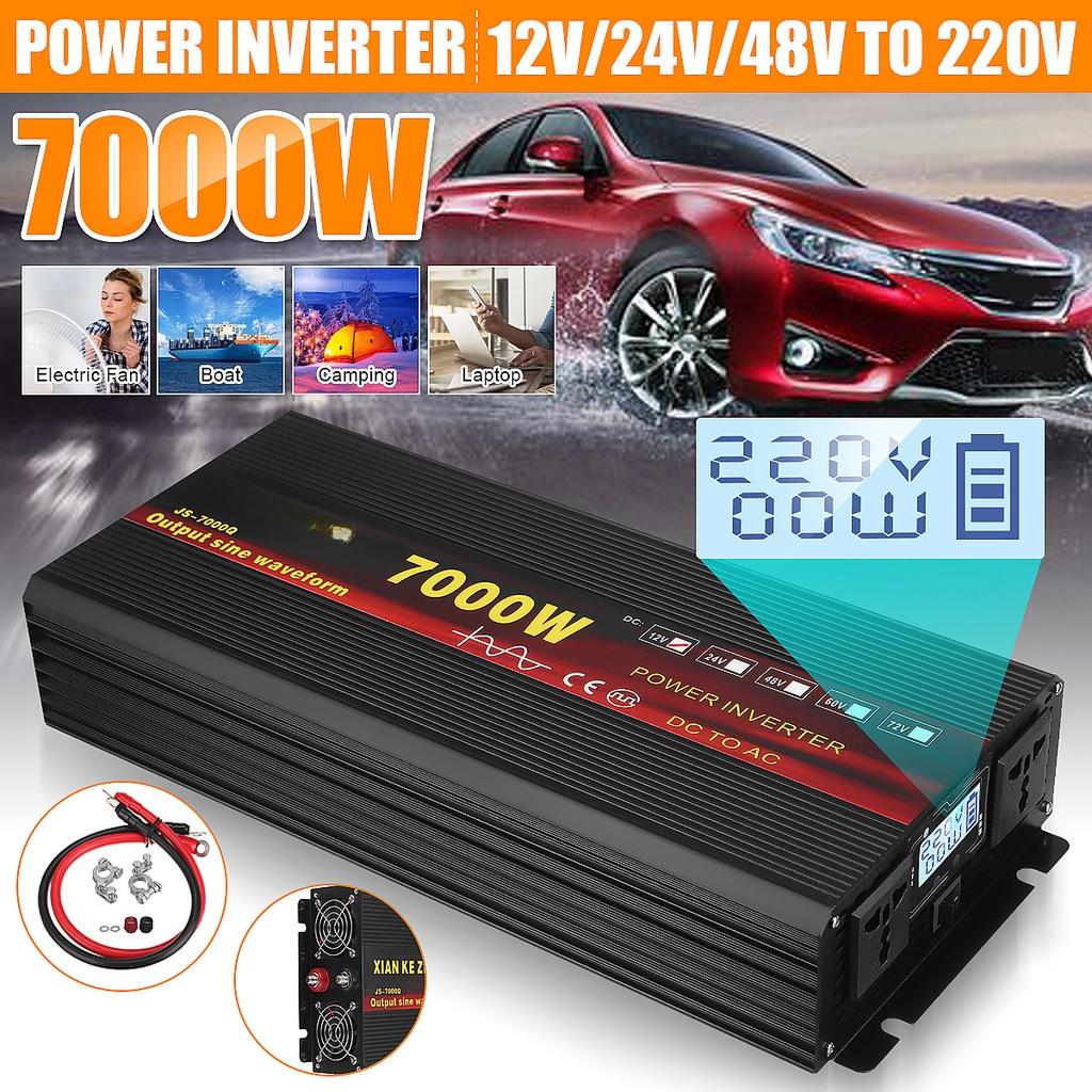 7000W Power Inverter DC 12V/24V/48V To AC 2200V Pure Sine Wave Converter Ultra-thick battery cable