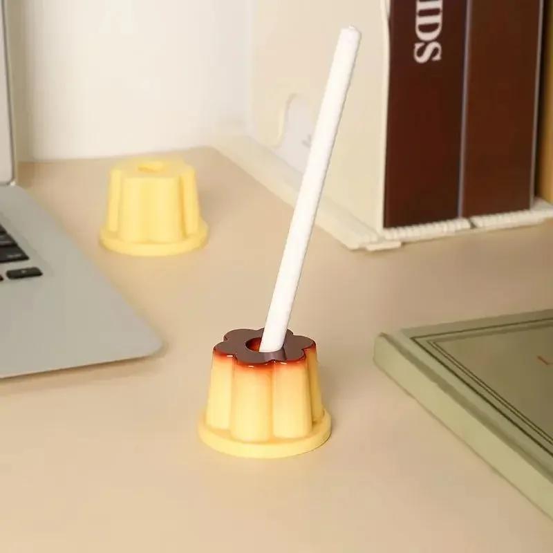 1pc Cute Pudding Pen Holder Student Cute Cartoon Creative Desktop Ornament Jelly Shape Pen Hole Pencil Slot Pencil Storage Stand