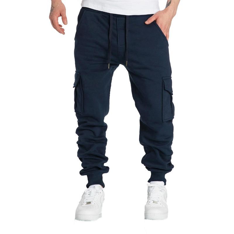 Mens Overalls Loose Joggers Workout Cargo Pants Sweatpants Active Sports Trousers Drawstring Multi Pocket Men's Casual Pants