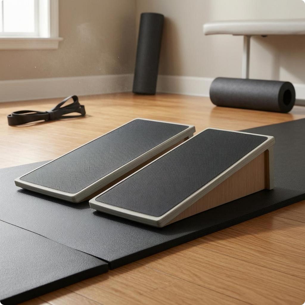 Wooden Squat Incline Board with Anti Slip Surface Knee Support Stretching