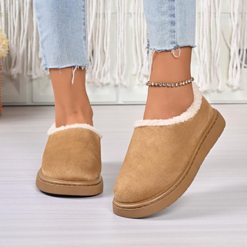 

2026 NEW Winter Thick Bottom Retro Round Head Slip-On Casual Warm Cotton Boot Women Half Slippers Rubber Sole Boot 42 малиновий
