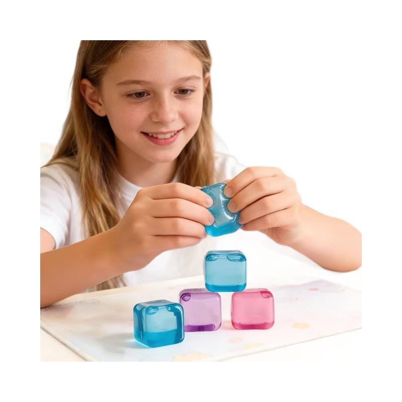 4-Pack Translucent Ice Cube Design Nee Doh Nice Super Solid Squish Squeeze Toy Stress Relief Fidget Toy Set For Sensory Play