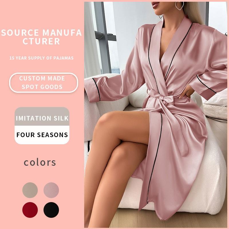 Womens Long Sleeve Nightgown Stylish Spring Summer Robe For Home Wear Comfortable Sexy Sleepwear Soft Ladies Bathrobe