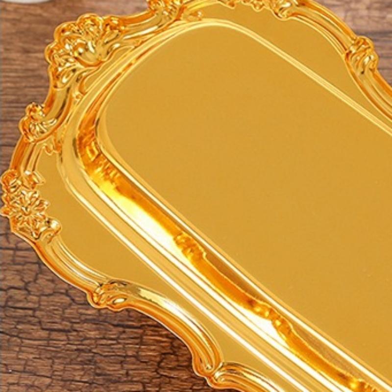Europäischer Stil Obstschale, Rechteckige Form aus Legierung Süßigkeiten Kuchen Tablett, 20 cm Lebensmittel Snack Teller, Hochzeitsfeier Hausdekoration