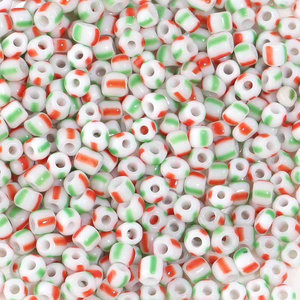 10g Acrylic Watermelon Rice Beads 4mm Stripe Pattern Loose Spacer Seed Bead for DIY Bracelet Necklace Jewelry Making Material